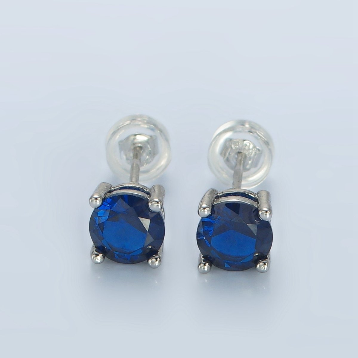 White Gold Filled 6mm Round Birthstone CZ Stud Earrings | AB1214 - AB1221
