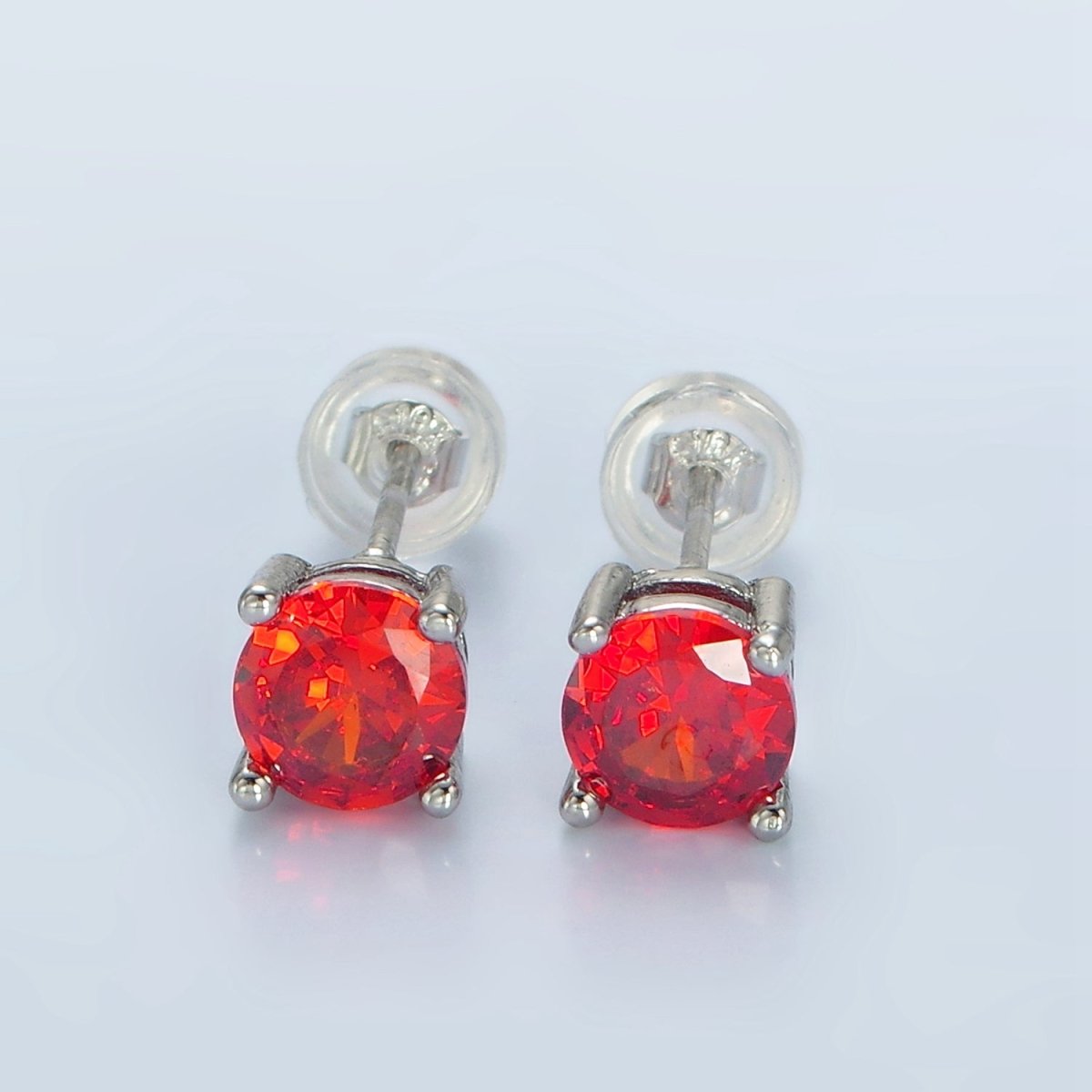 White Gold Filled 6mm Round Birthstone CZ Stud Earrings | AB1214 - AB1221