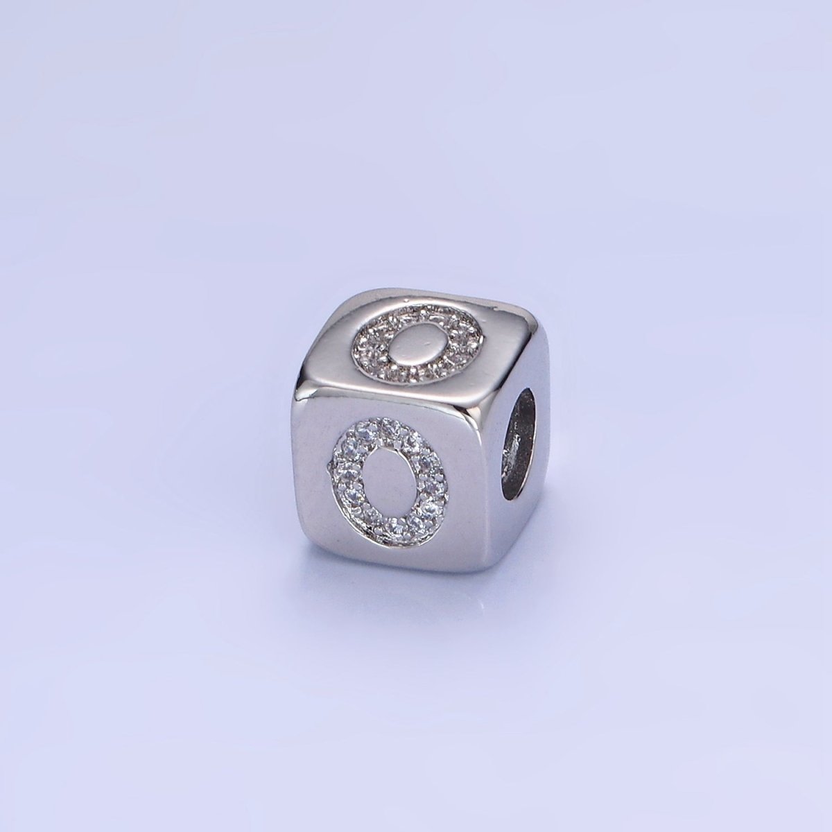White Gold Filled 9mm Micro Paved CZ Numerical Number Cube Bead | B915 - B919