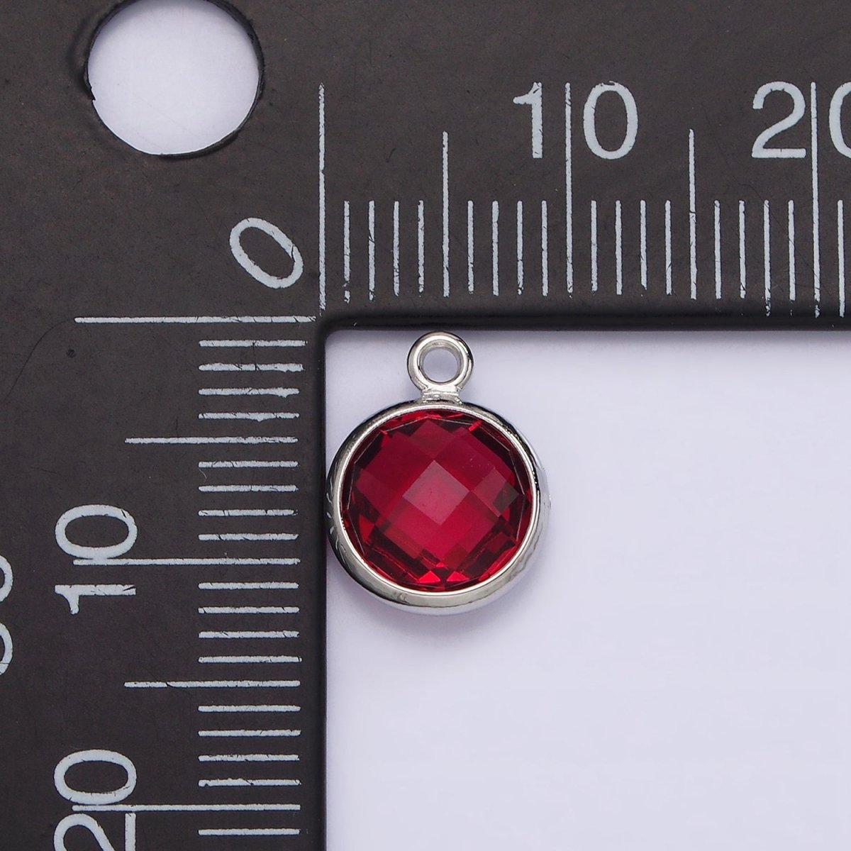 White Gold Filled 9mm Multifaceted Birthstone CZ Round Add-On Charm | N1197 - N1207