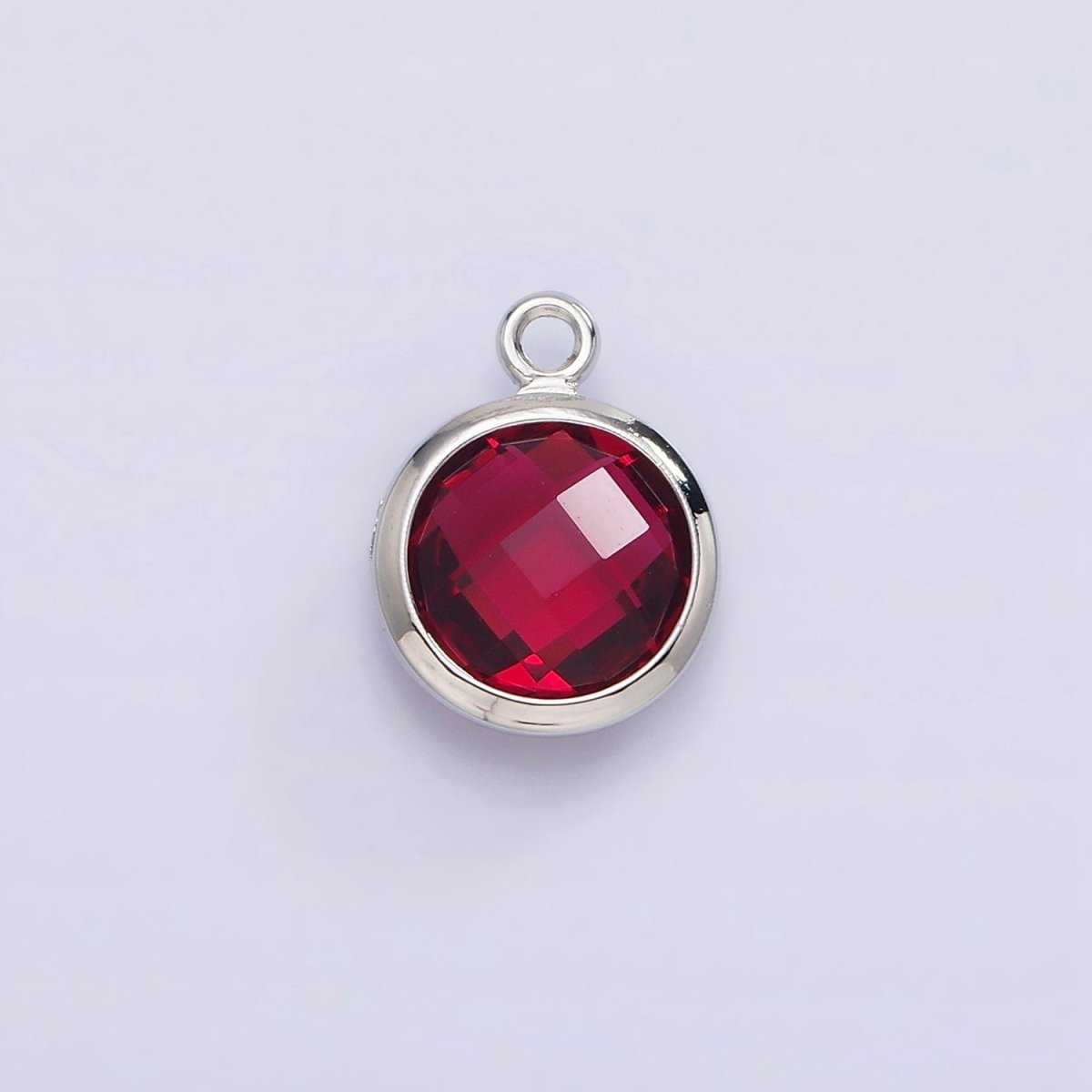 White Gold Filled 9mm Multifaceted Birthstone CZ Round Add-On Charm | N1197 - N1207