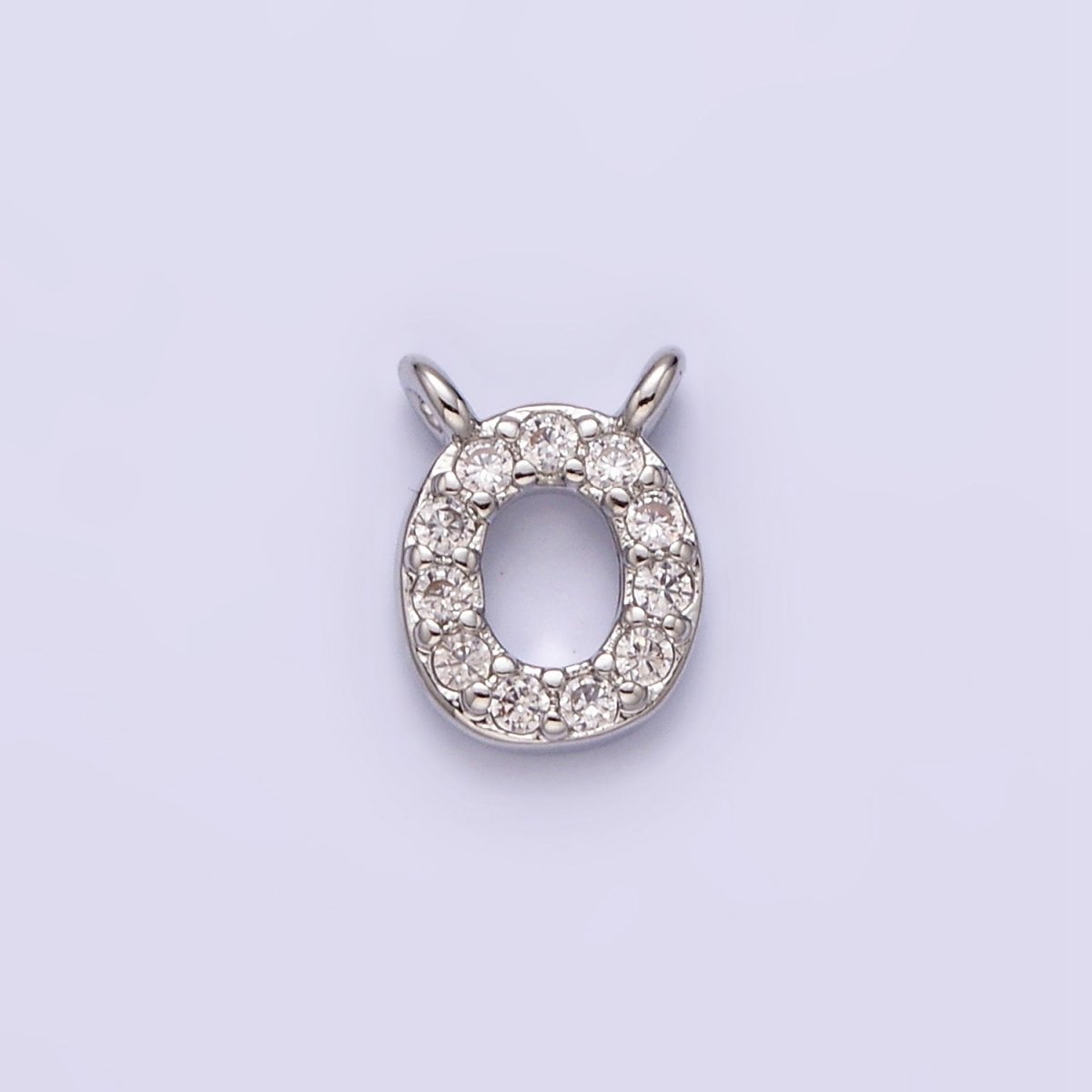 White Gold Filled A-Z Initial Letter Micro Paved CZ Top Loop Personalized Connector | A-A1926-A-A1938