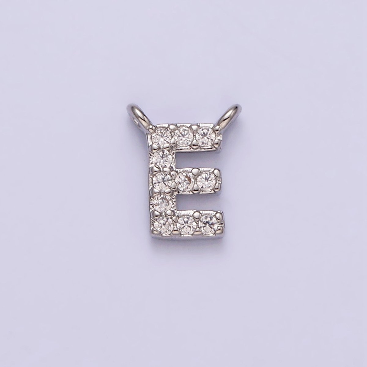 White Gold Filled A-Z Initial Letter Micro Paved CZ Top Loop Personalized Connector | A-A1926-A-A1938