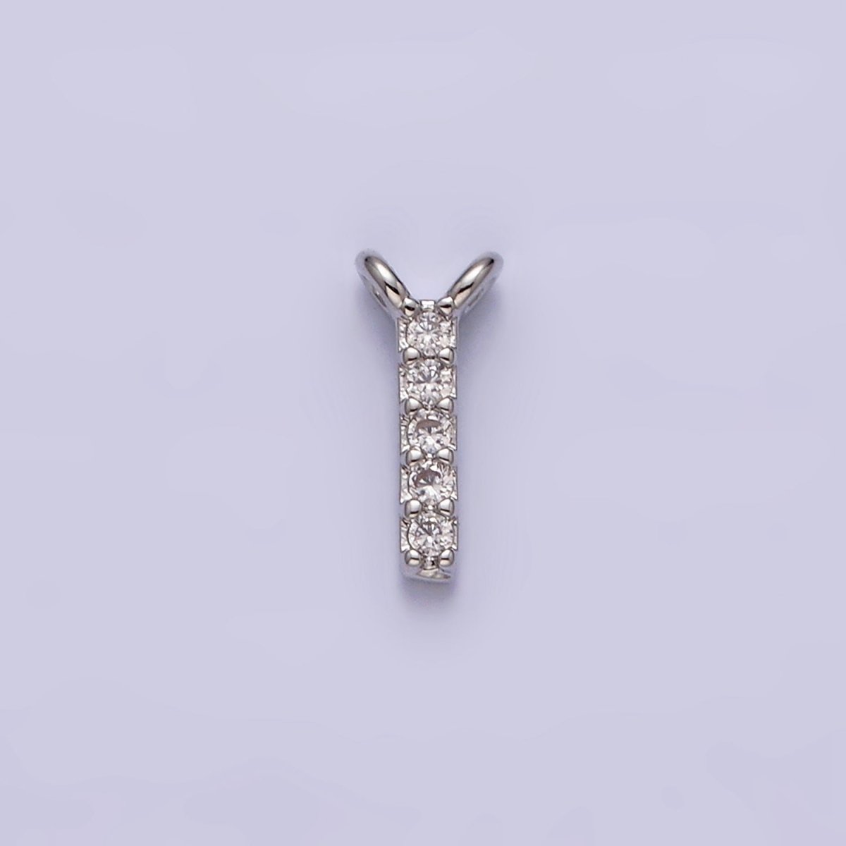 White Gold Filled A-Z Initial Letter Micro Paved CZ Top Loop Personalized Connector | A-A1926-A-A1938
