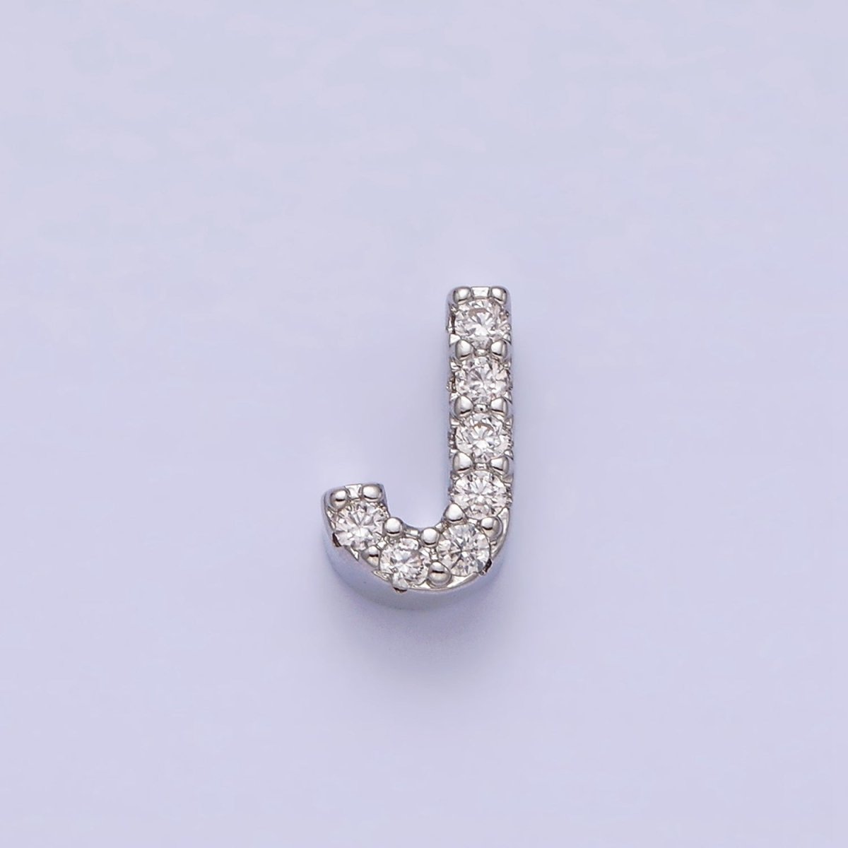 Silver A-Z Initial Letters Clear Micro Paved CZ Personalized Bead Spacer | A-611-A-623