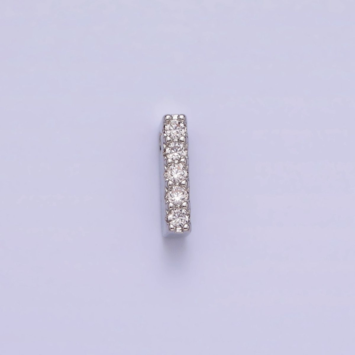 Silver A-Z Initial Letters Clear Micro Paved CZ Personalized Bead Spacer | A-611-A-623