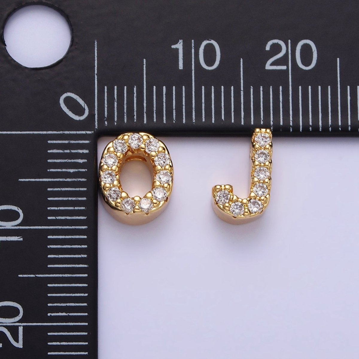 Silver A-Z Initial Letters Clear Micro Paved CZ Personalized Bead Spacer | A-611-A-623