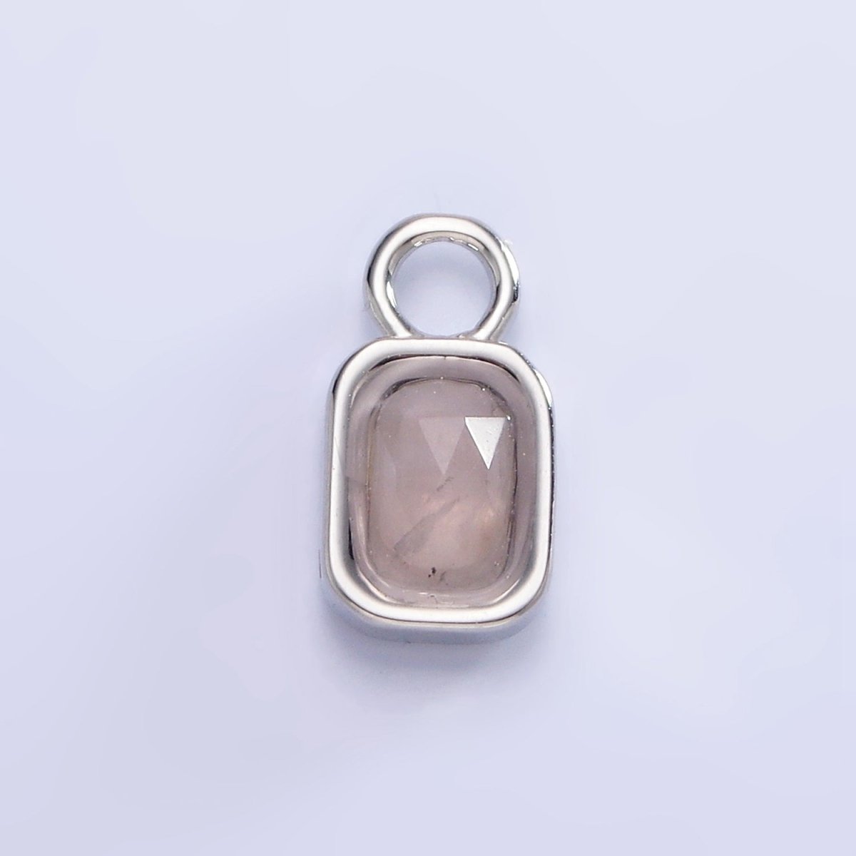 White Gold Filled Baguette Multifaceted Natural Gemstone Personalized Add-On Silver Charm | AC1400 - AC1410
