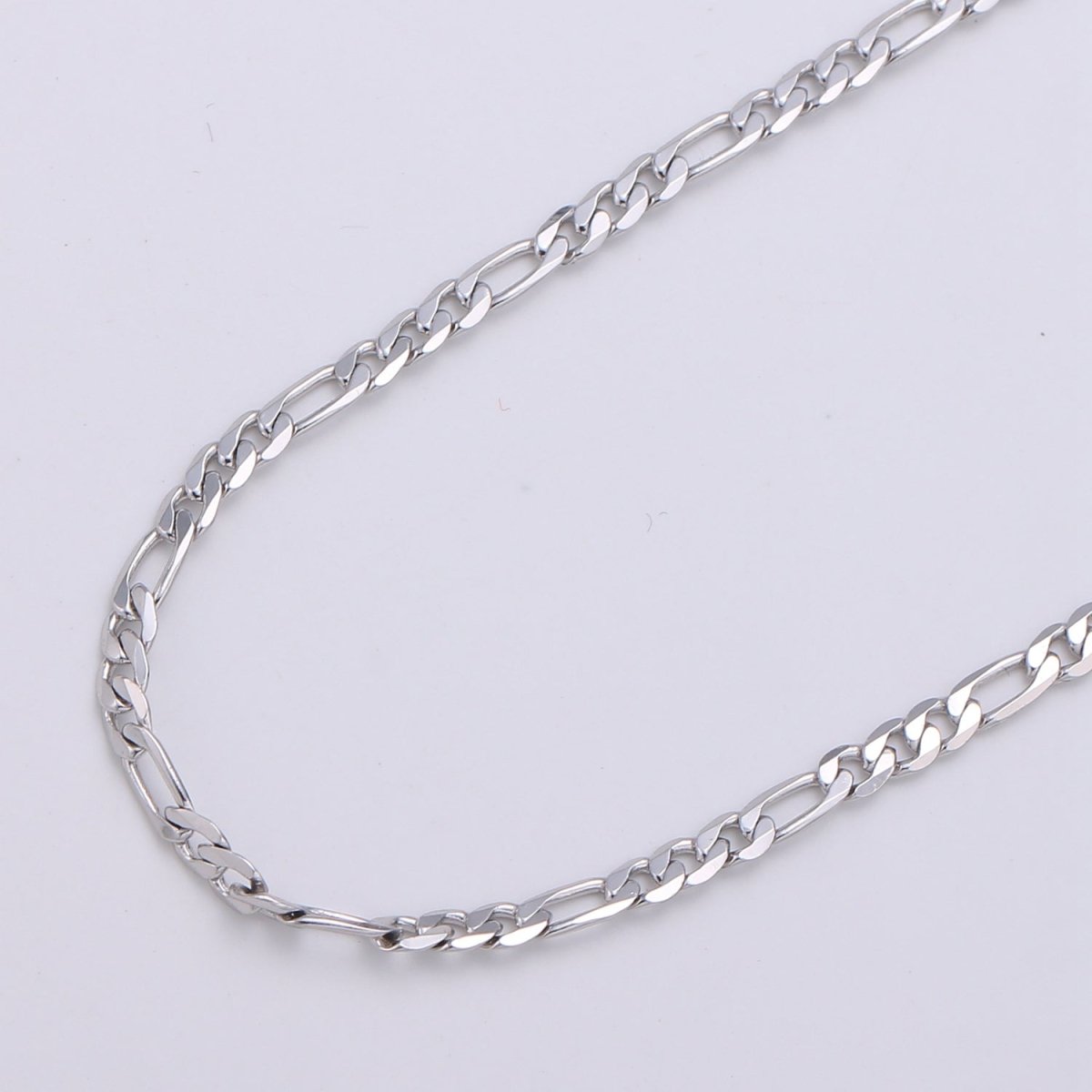 White Gold Filled Chain Necklace, 17.7", 17.8", 19.6" Figaro Chains, 3.2mm, 3.3mm, 4.5mm Figaro Necklace w/ Lobster Clasps | CN-946, CN-947, CN-948  Clearance Pricing