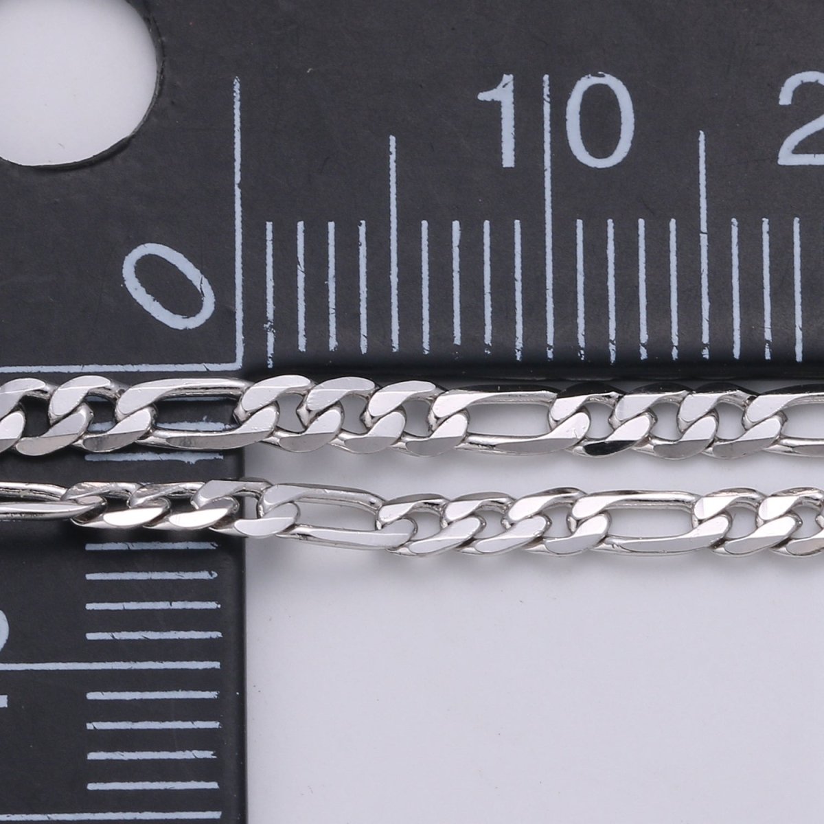 White Gold Filled Chain Necklace, 17.7", 17.8", 19.6" Figaro Chains, 3.2mm, 3.3mm, 4.5mm Figaro Necklace w/ Lobster Clasps | CN-946, CN-947, CN-948  Clearance Pricing