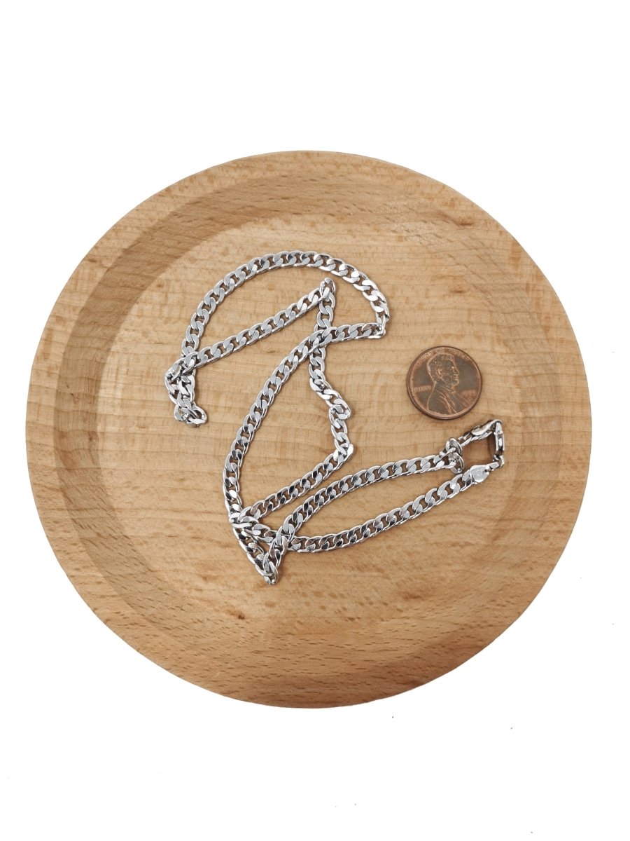 White Gold Filled Curb Chain Necklace, 19.7 Inch Curb Finished Chain For Jewelry Making, 3.5mm Curb Necklace w/ Lobster Clasps | CN-964  Clearance Pricing