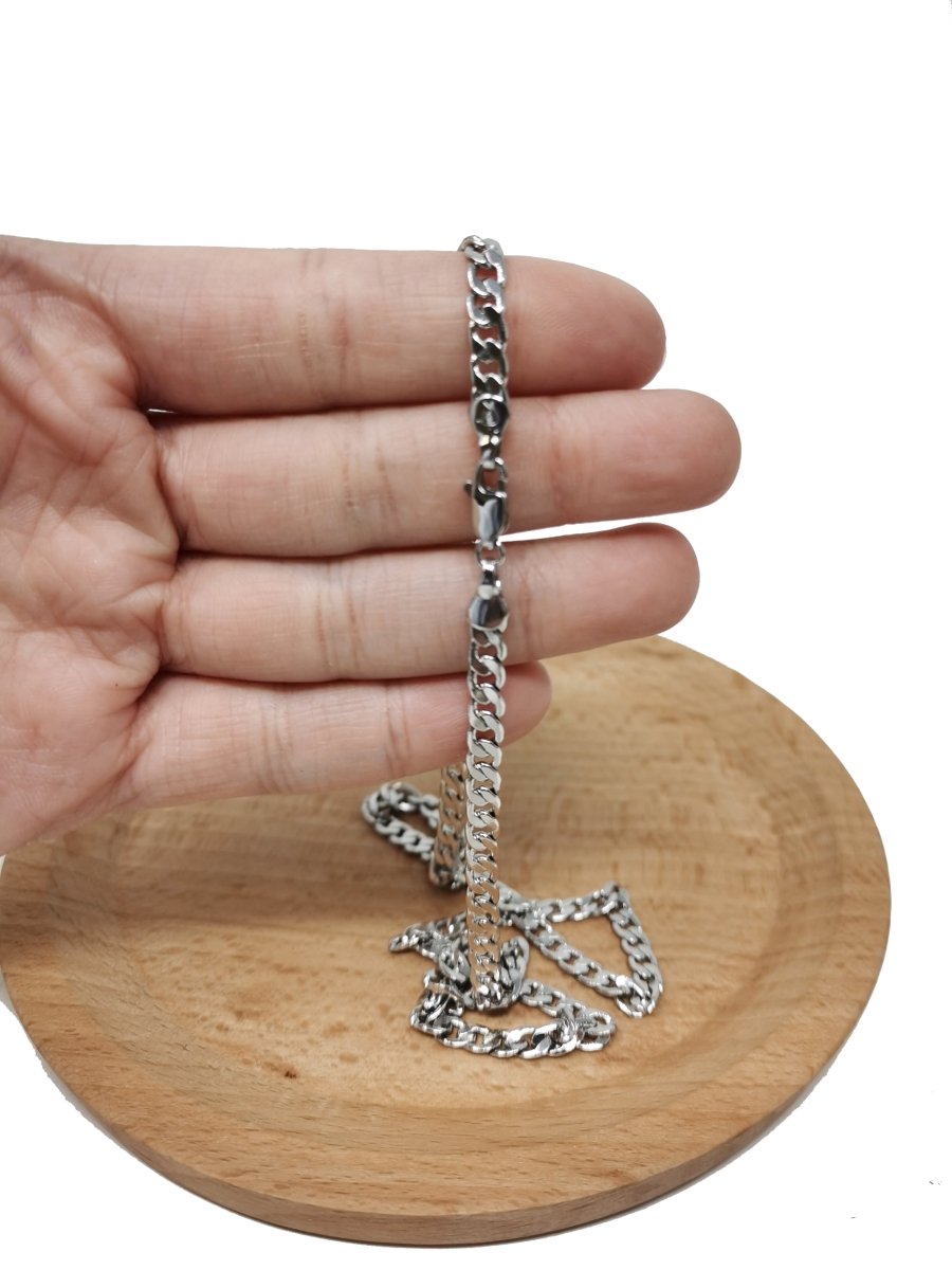 White Gold Filled Curb Chain Necklace, 19.7 Inch Curb Finished Chain For Jewelry Making, 3.5mm Curb Necklace w/ Lobster Clasps | CN-964  Clearance Pricing