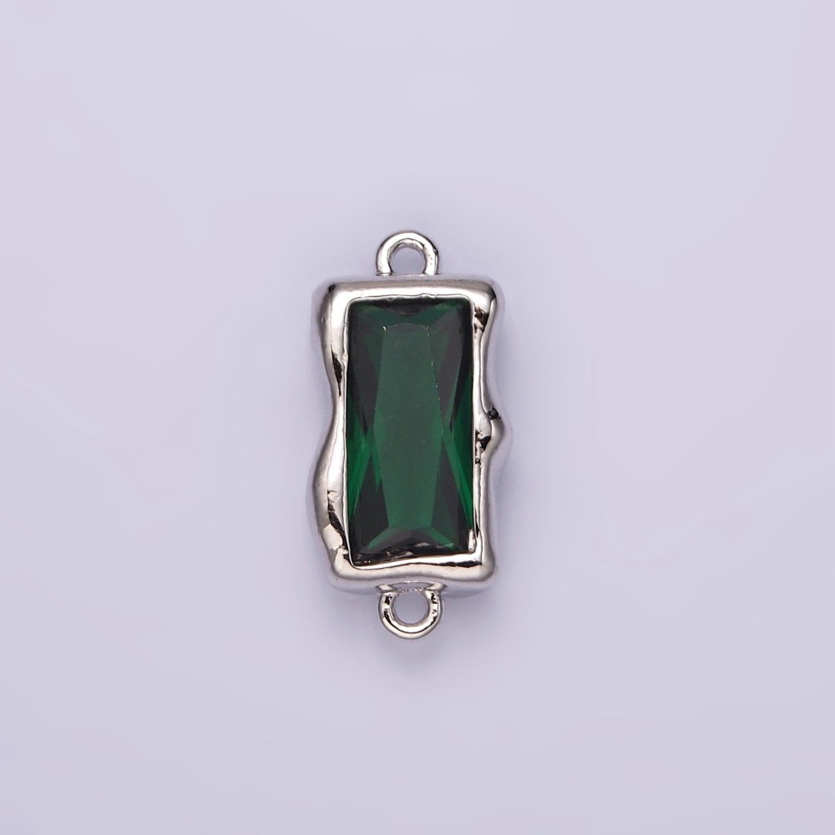 White Gold Filled CZ Baguette Molten Personalized Birth Month Connector | G259 - G262
