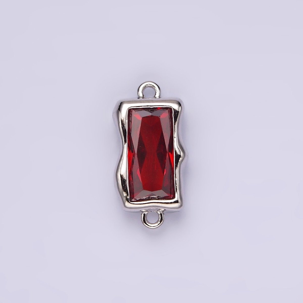 White Gold Filled CZ Baguette Molten Personalized Birth Month Connector | G259 - G262