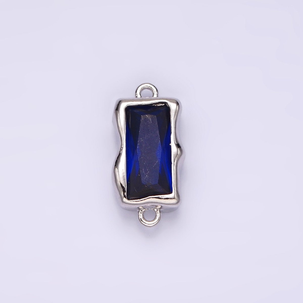 White Gold Filled CZ Baguette Molten Personalized Birth Month Connector | G259 - G262