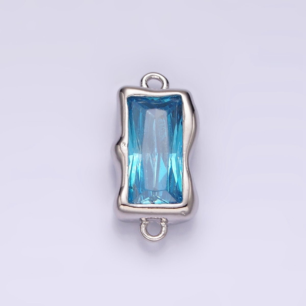 White Gold Filled CZ Baguette Molten Personalized Birth Month Connector | G259 - G262