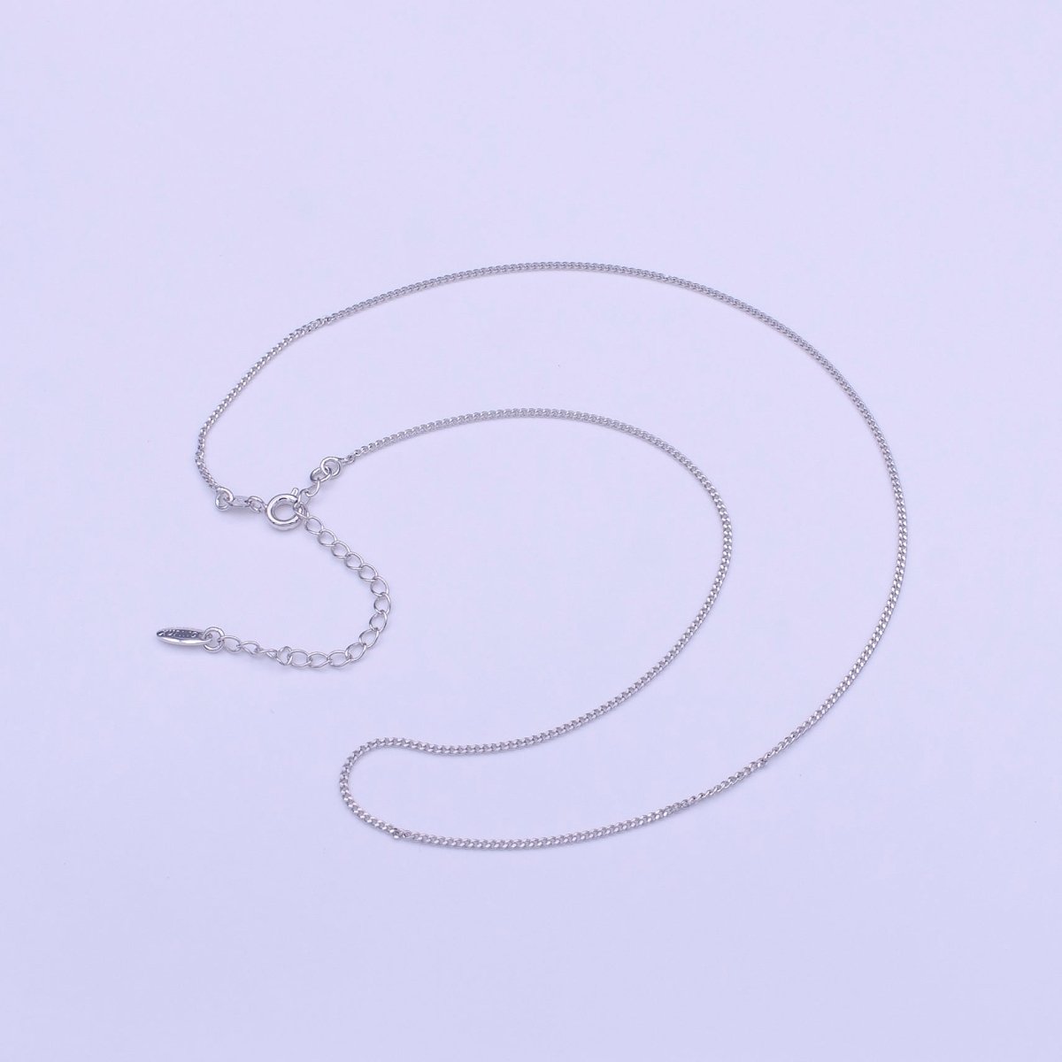 White Gold Filled Dainty 1.2mm Width Curb Silver 16 Inch Choker Necklace | WA-1468 Clearance Pricing
