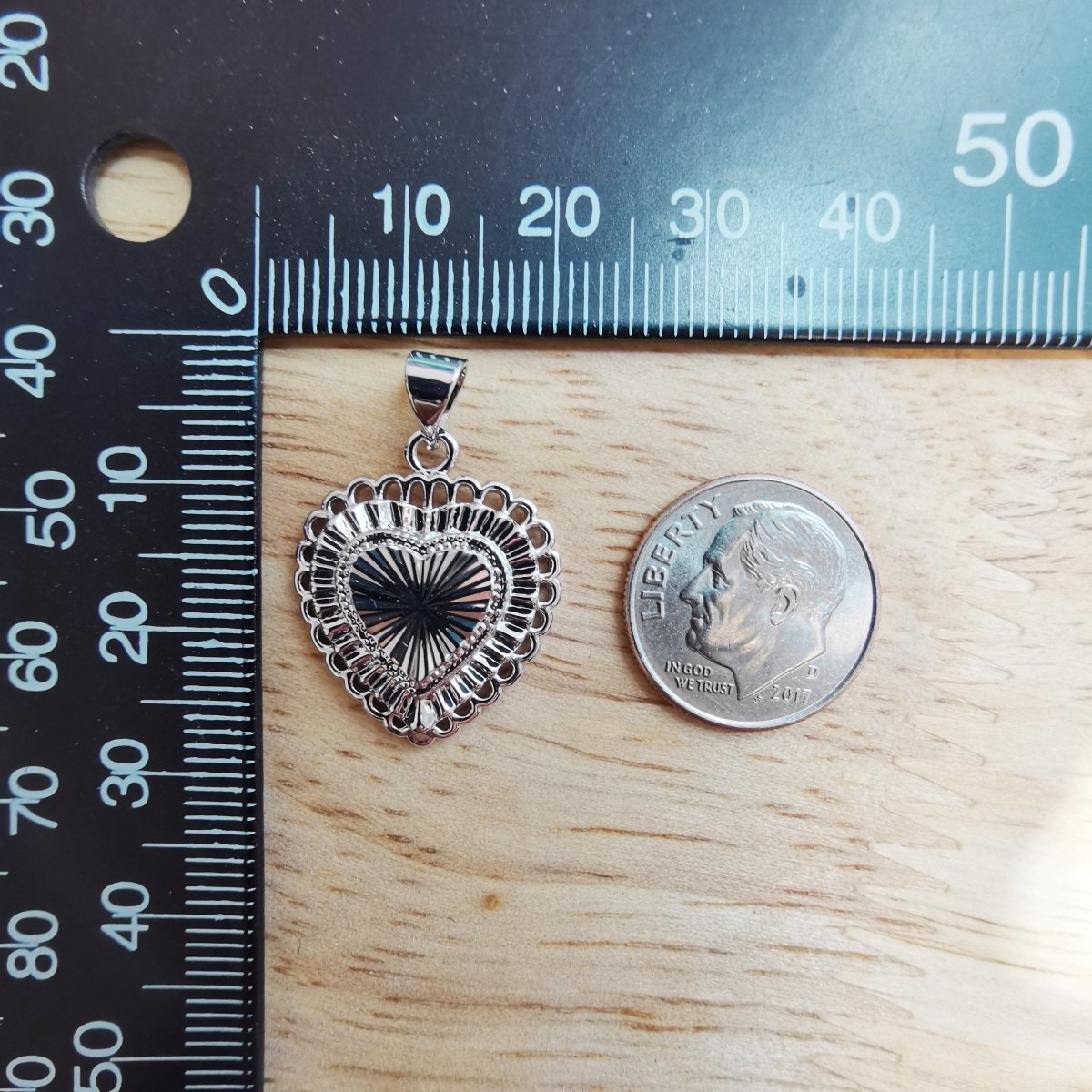 White Gold Filled Dainty Heart, Minimalist Style Stripes Love DIY Bracelet Charm Necklace Pendant with Bails Findings for Jewelry Making I-824 - DLUXCA