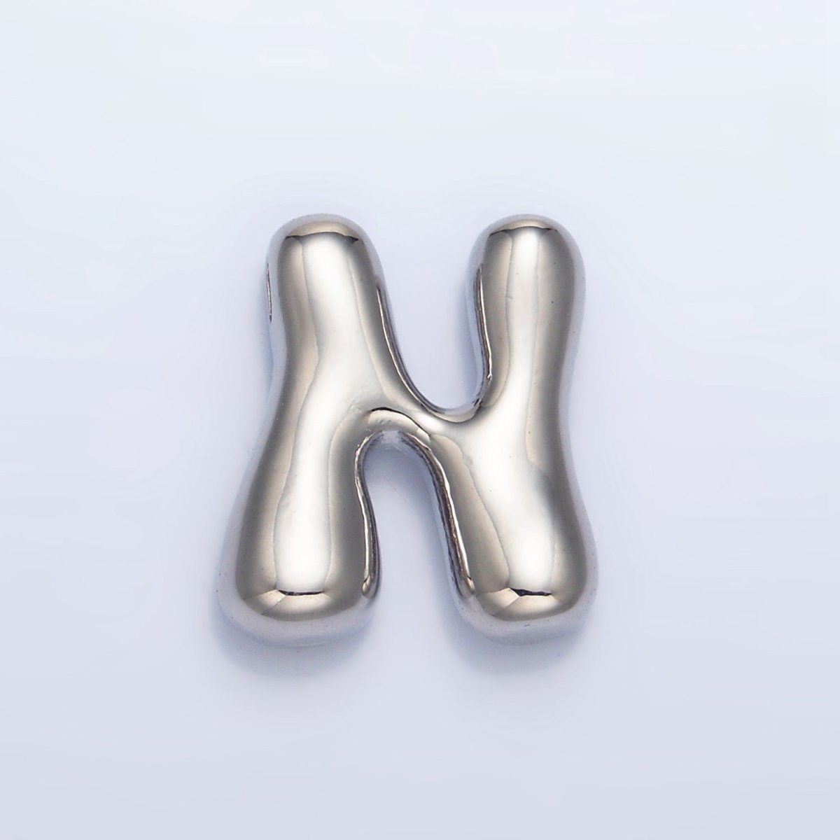 White Gold Filled Groovey Chubby Balloon Letter Initial Pendant | A1643 - A1655