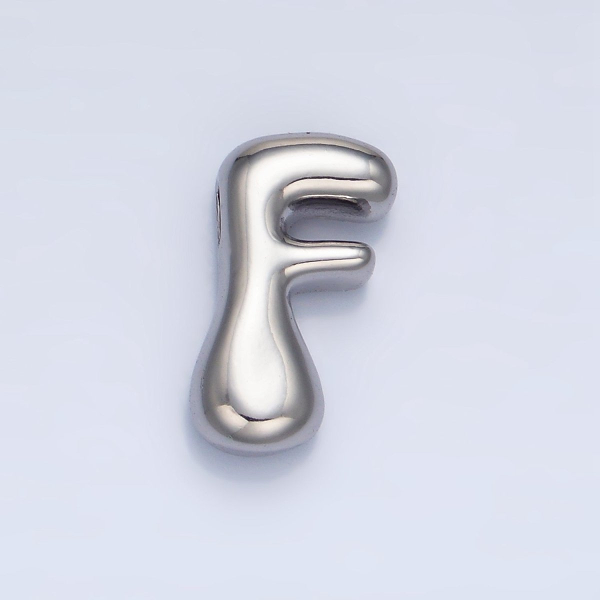 White Gold Filled Groovey Chubby Balloon Letter Initial Pendant | A1643 - A1655