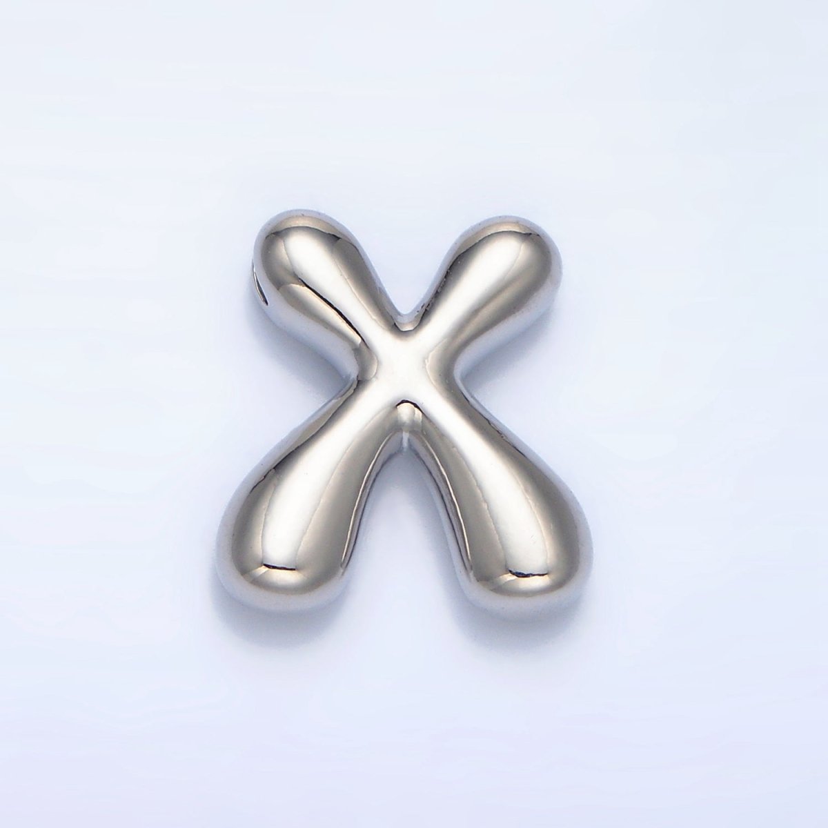 White Gold Filled Groovey Chubby Balloon Letter Initial Pendant | A1643 - A1655