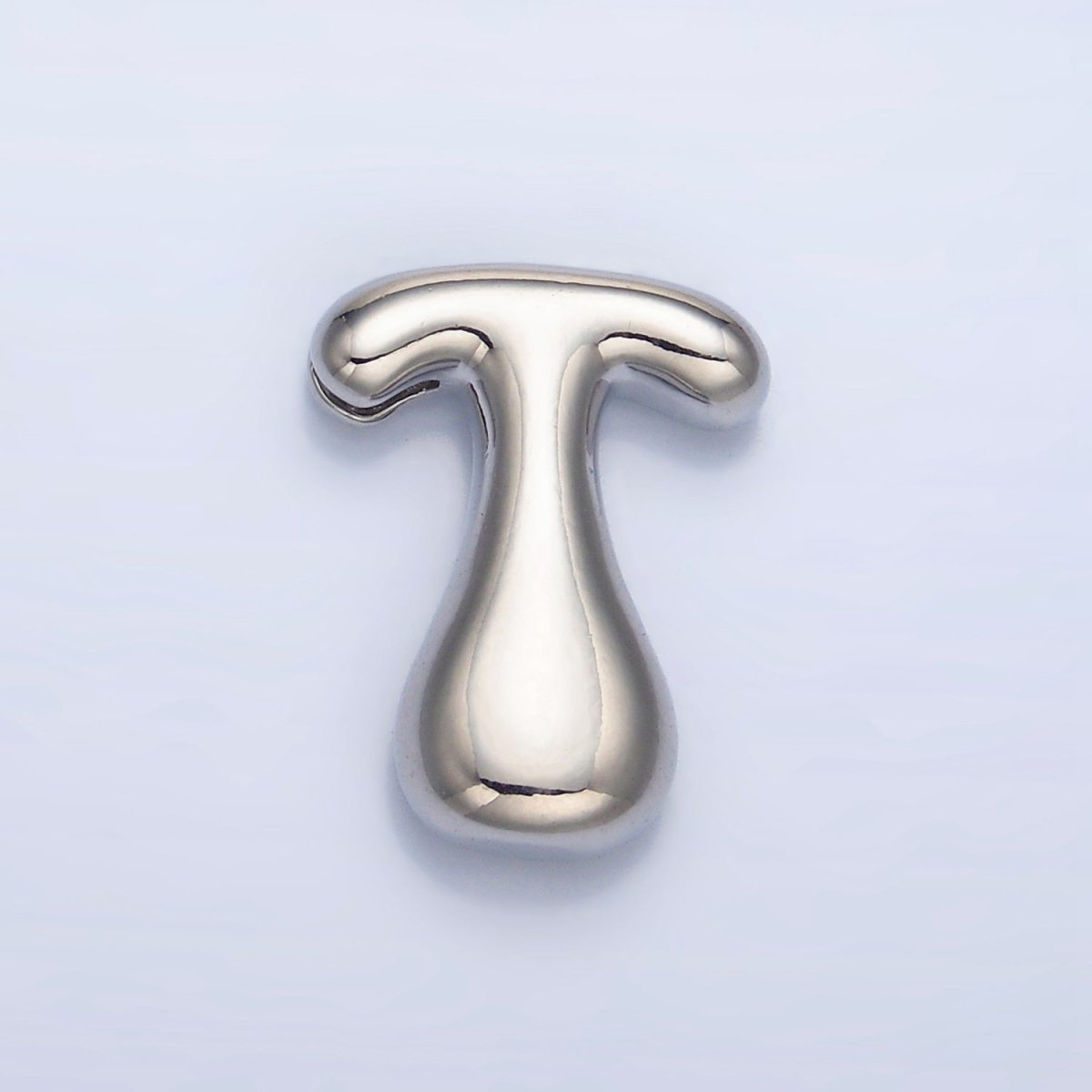 White Gold Filled Groovey Chubby Balloon Letter Initial Pendant | A1643 - A1655