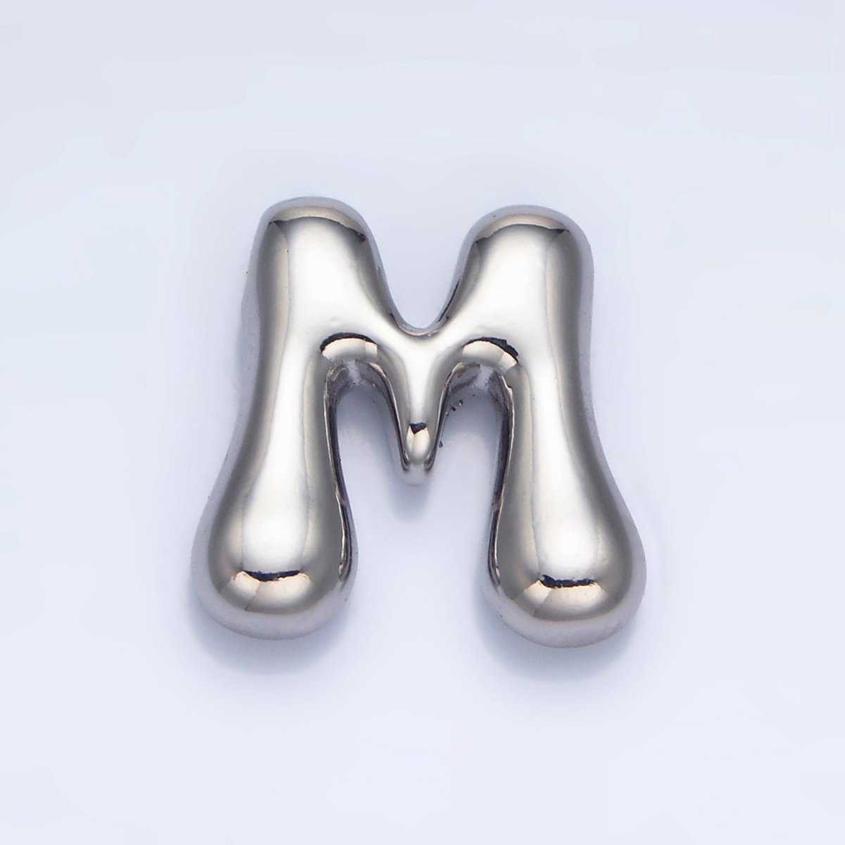 White Gold Filled Groovey Chubby Balloon Letter Initial Pendant | A1643 - A1655