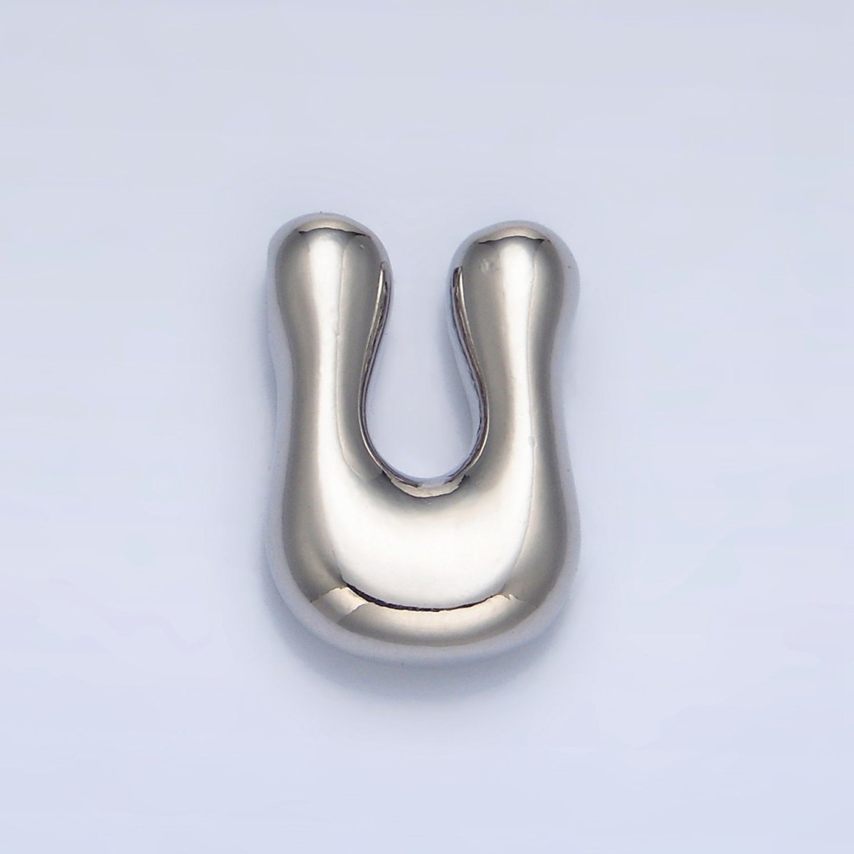 White Gold Filled Groovey Chubby Balloon Letter Initial Pendant | A1643 - A1655