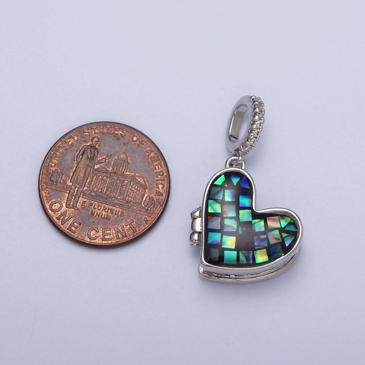 White Gold Filled Heart Black, Blue, Pink, White, Green Shell Opal Heart Locket Pendant H-086 H-090 H-091 H-097 H-103