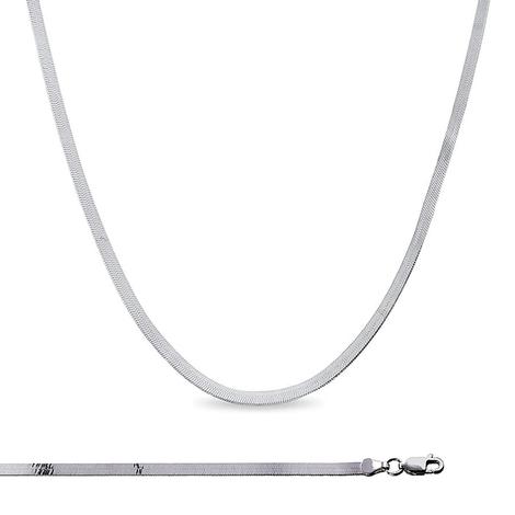 White Gold Filled Herringbone Necklace 5mm 16, 18 Inches w/ Lobster Clasp & Chain Extender | CN-895, CN-913