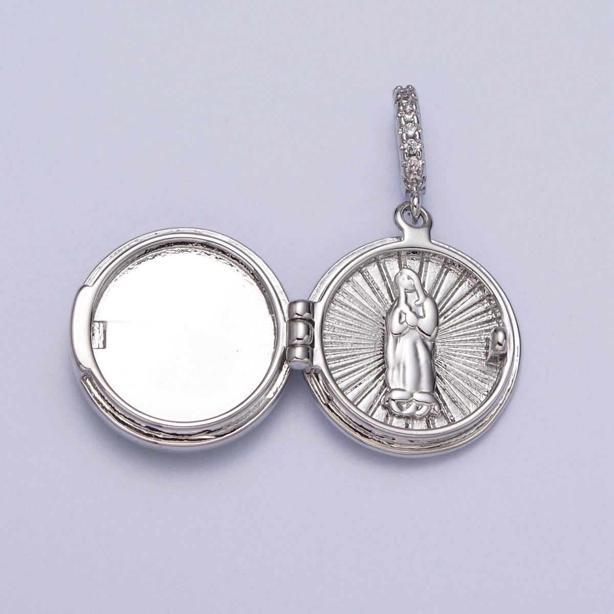 White Gold Filled Marian Cross Black, Green, Pink, White, Green Shell Opal Round Locket Pendant  H-044 H-052 H-060 H-066 H-073