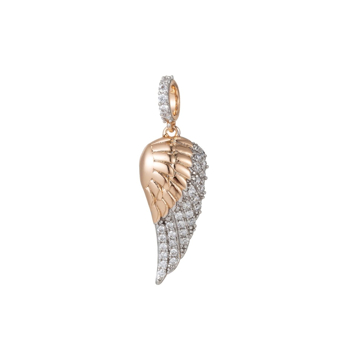 White Gold Filled Micro Pave CZ Angel Wing Pendant Charm, Micro Pave CZ Wing Pendant Charm, White Gold Filled Pendant, For DIY Jewelry I-386 I-513