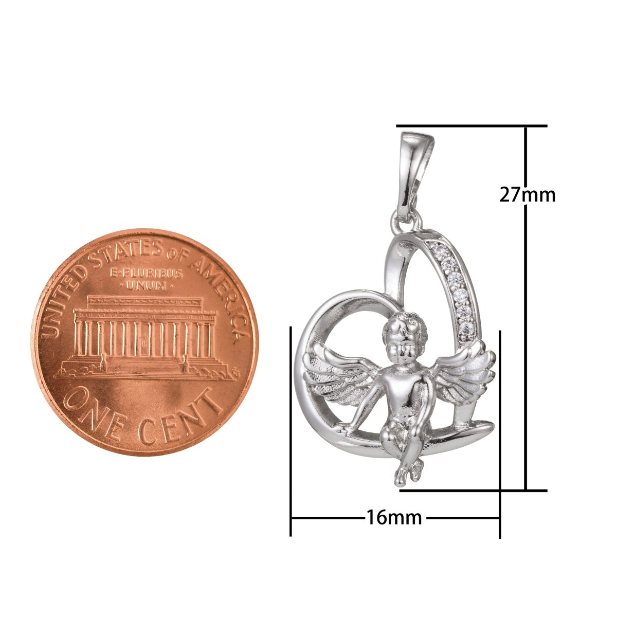 White Gold Filled Micro Pave CZ Boy Angel Pendant Charm, Micro Pave Pendant Charm, White Gold Filled Pendant, For DIY Jewelry Making I-516 - DLUXCA