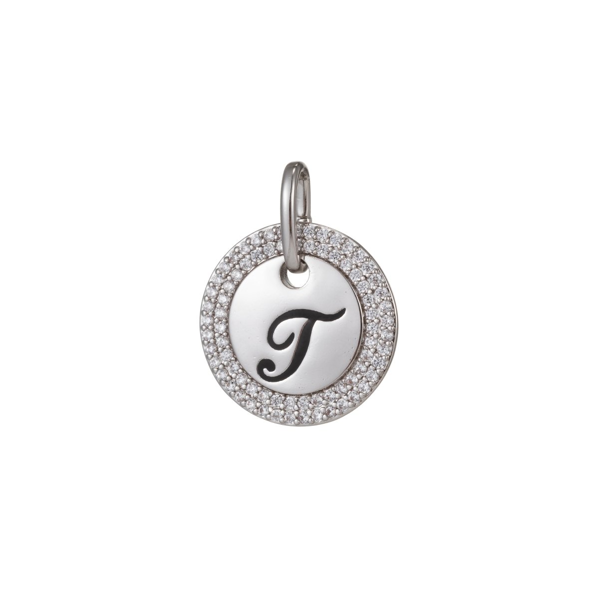 White Gold Filled Micro Pave CZ Initial Letters Pendant Charm, White Gold Filled Letter Pendant, For DIY Jewelry Necklace Making A-141 to A-153 - DLUXCA