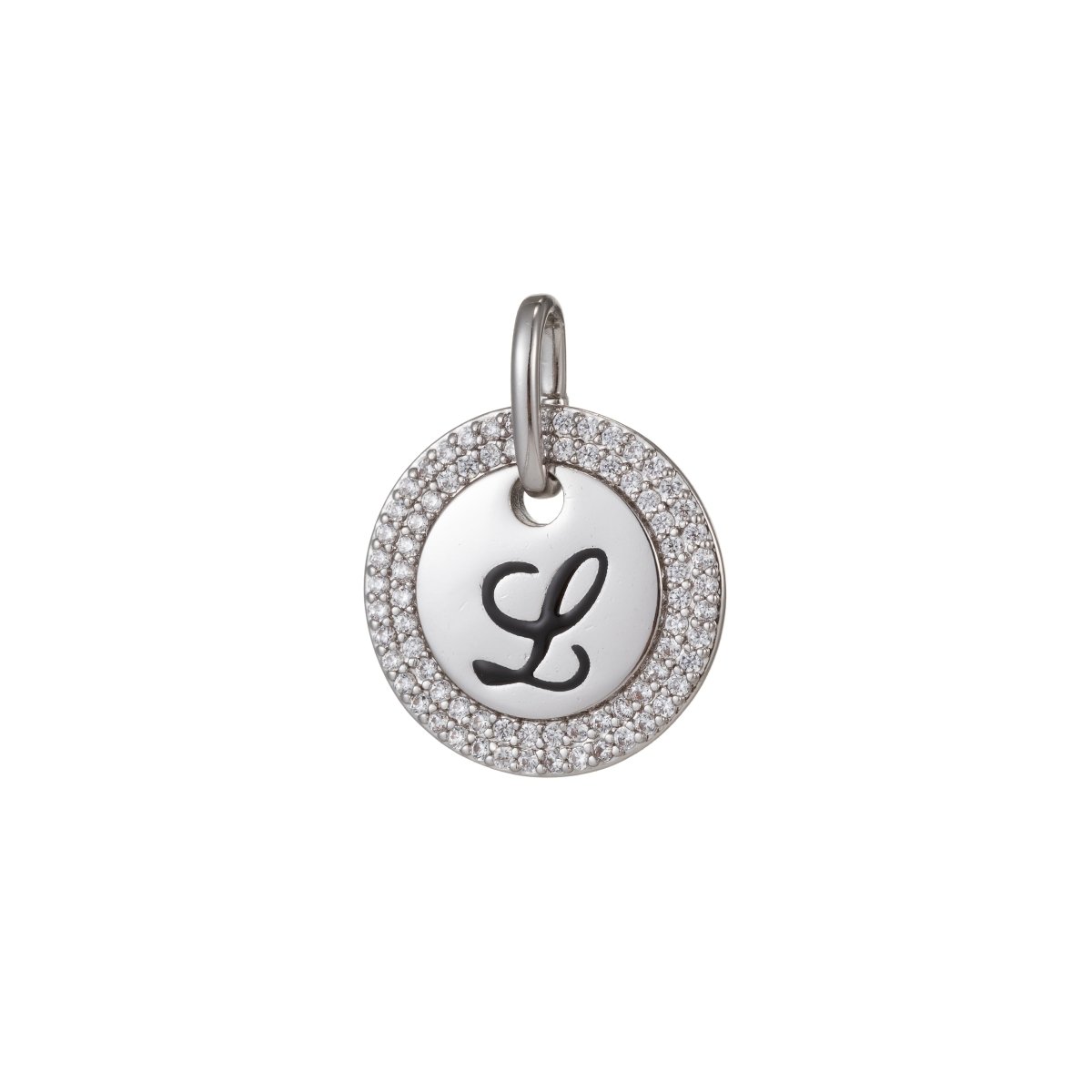 White Gold Filled Micro Pave CZ Initial Letters Pendant Charm, White Gold Filled Letter Pendant, For DIY Jewelry Necklace Making A-141 to A-153 - DLUXCA