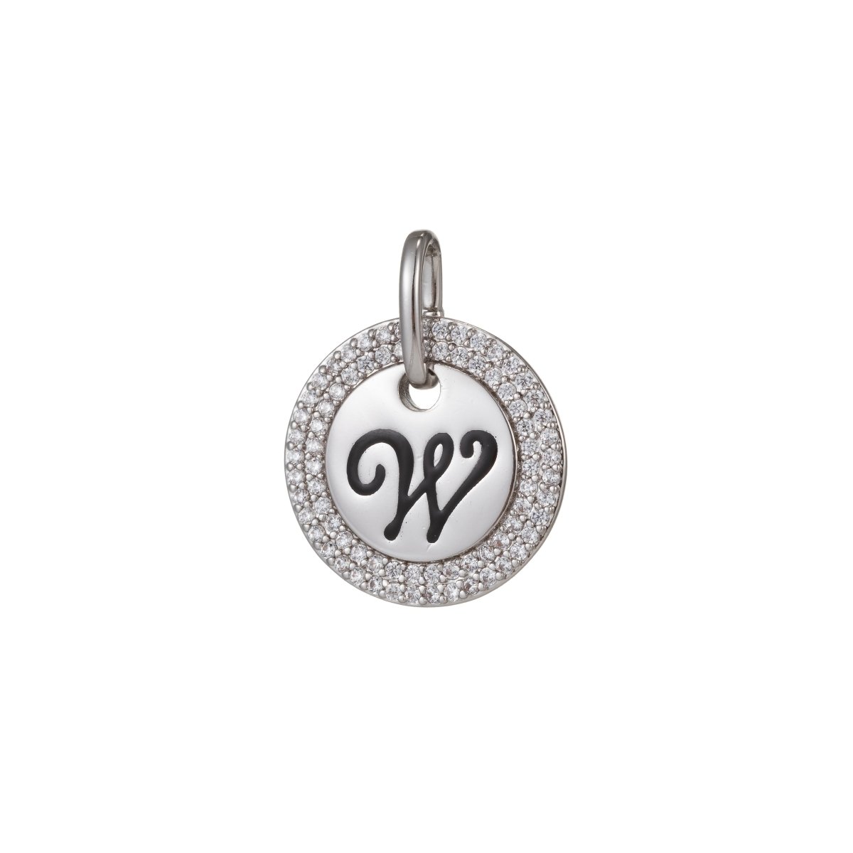 White Gold Filled Micro Pave CZ Initial Letters Pendant Charm, White Gold Filled Letter Pendant, For DIY Jewelry Necklace Making A-141 to A-153 - DLUXCA