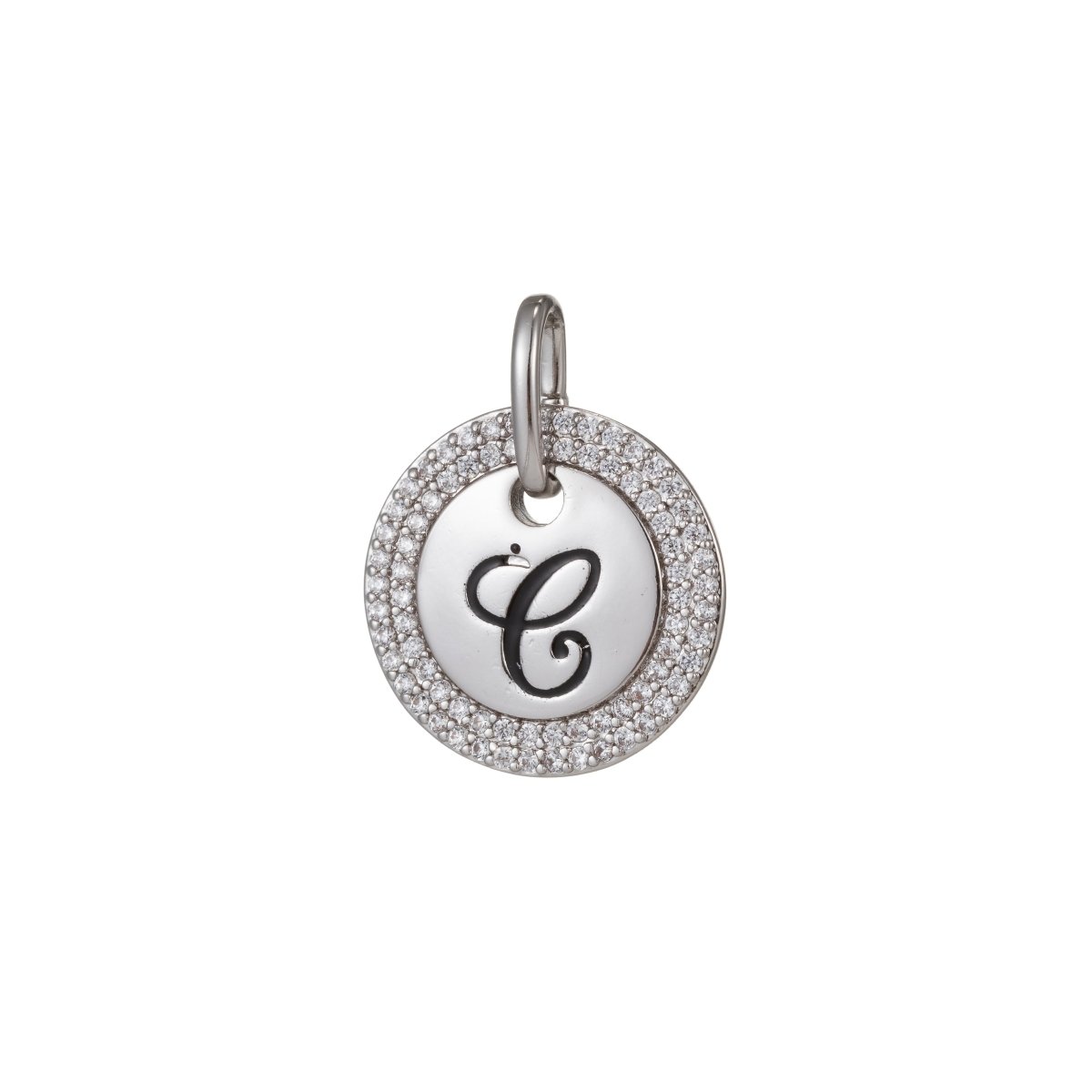 White Gold Filled Micro Pave CZ Initial Letters Pendant Charm, White Gold Filled Letter Pendant, For DIY Jewelry Necklace Making A-141 to A-153 - DLUXCA