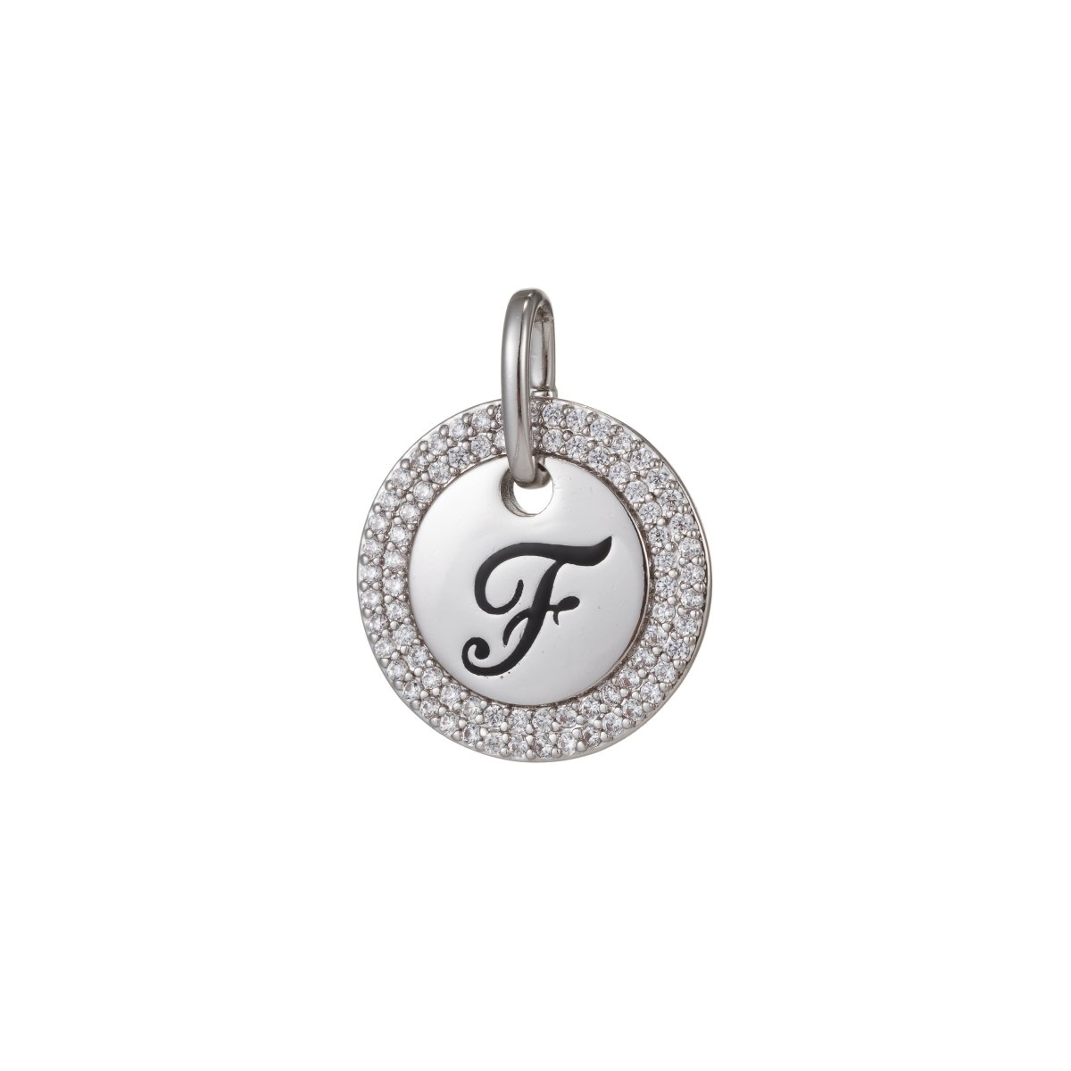 White Gold Filled Micro Pave CZ Initial Letters Pendant Charm, White Gold Filled Letter Pendant, For DIY Jewelry Necklace Making A-141 to A-153 - DLUXCA