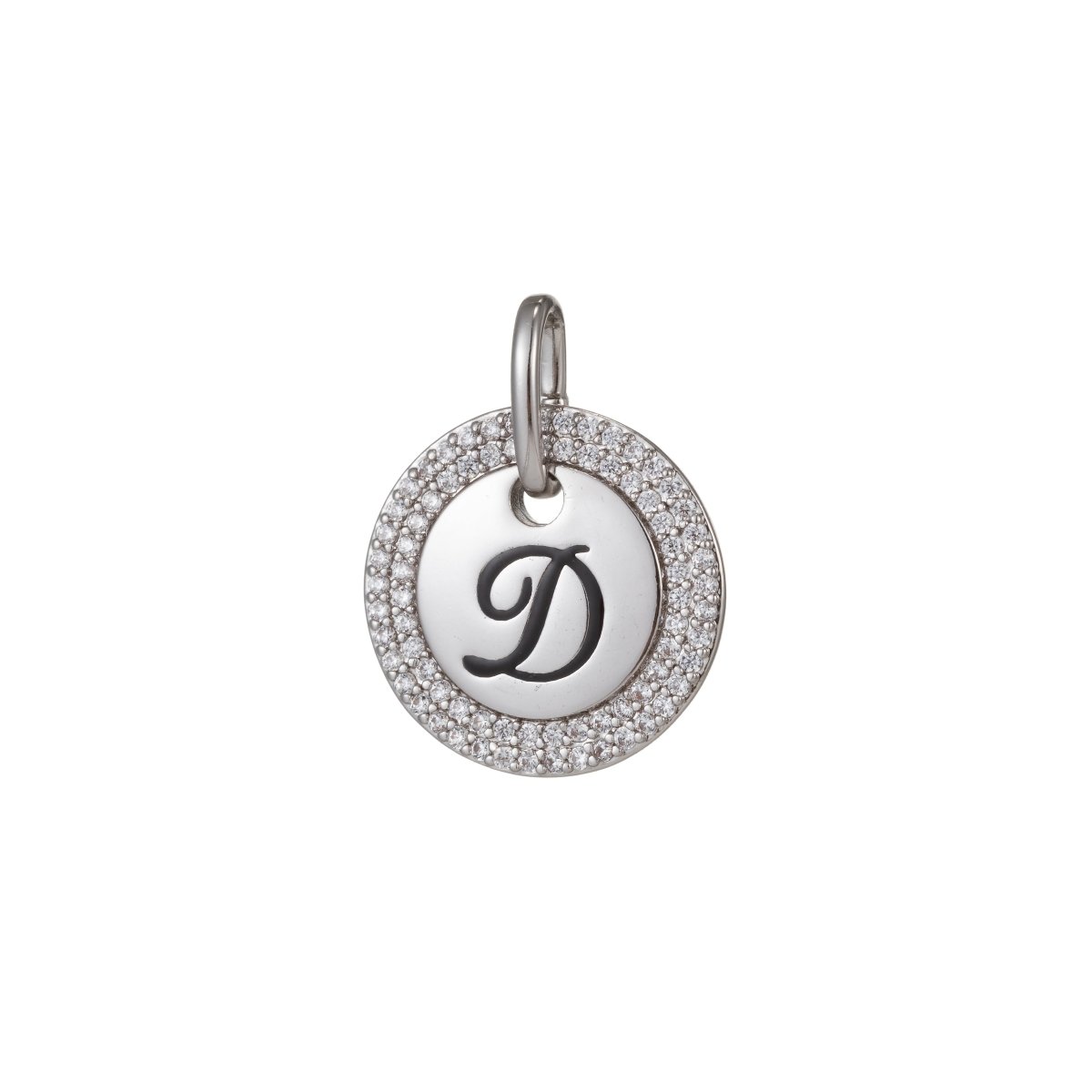 White Gold Filled Micro Pave CZ Initial Letters Pendant Charm, White Gold Filled Letter Pendant, For DIY Jewelry Necklace Making A-141 to A-153 - DLUXCA