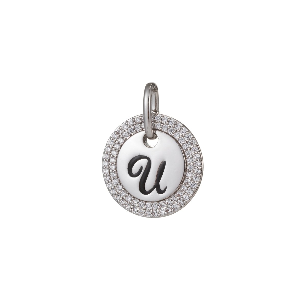 White Gold Filled Micro Pave CZ Initial Letters Pendant Charm, White Gold Filled Letter Pendant, For DIY Jewelry Necklace Making A-141 to A-153 - DLUXCA