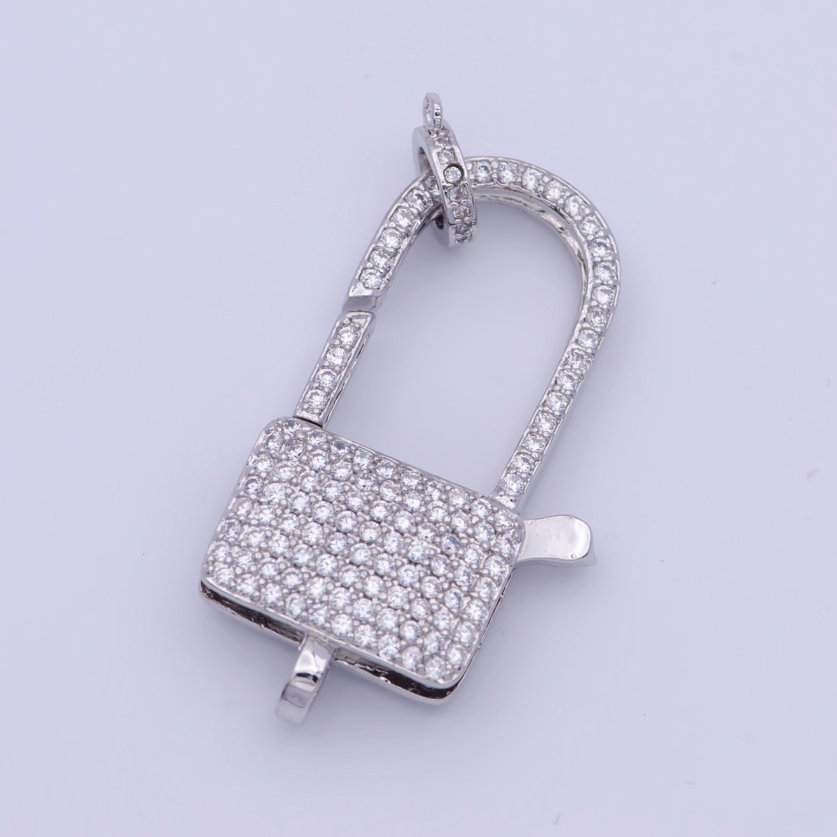 White Gold Filled Micro Paved Cubic Zirconia Closure Lobster Clasps Findings L-910 L-911