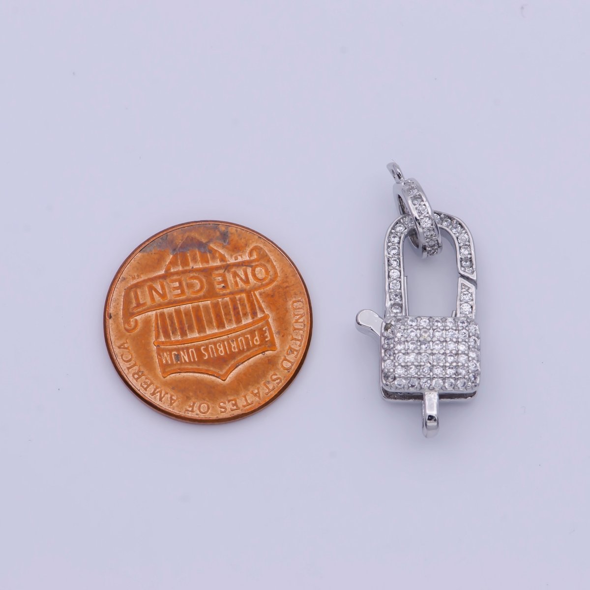 White Gold Filled Micro Paved Cubic Zirconia Closure Lobster Clasps Findings L-910 L-911