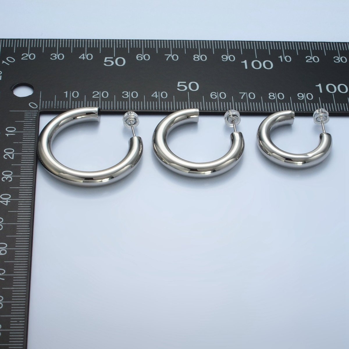White Gold Filled Minimalist Silver Hoop Earrings | AD-689 AD-690