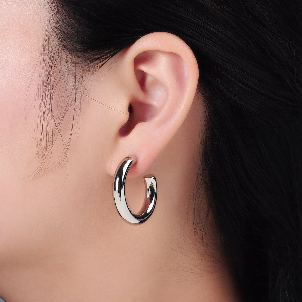 White Gold Filled Minimalist Silver Hoop Earrings | AD-689 AD-690