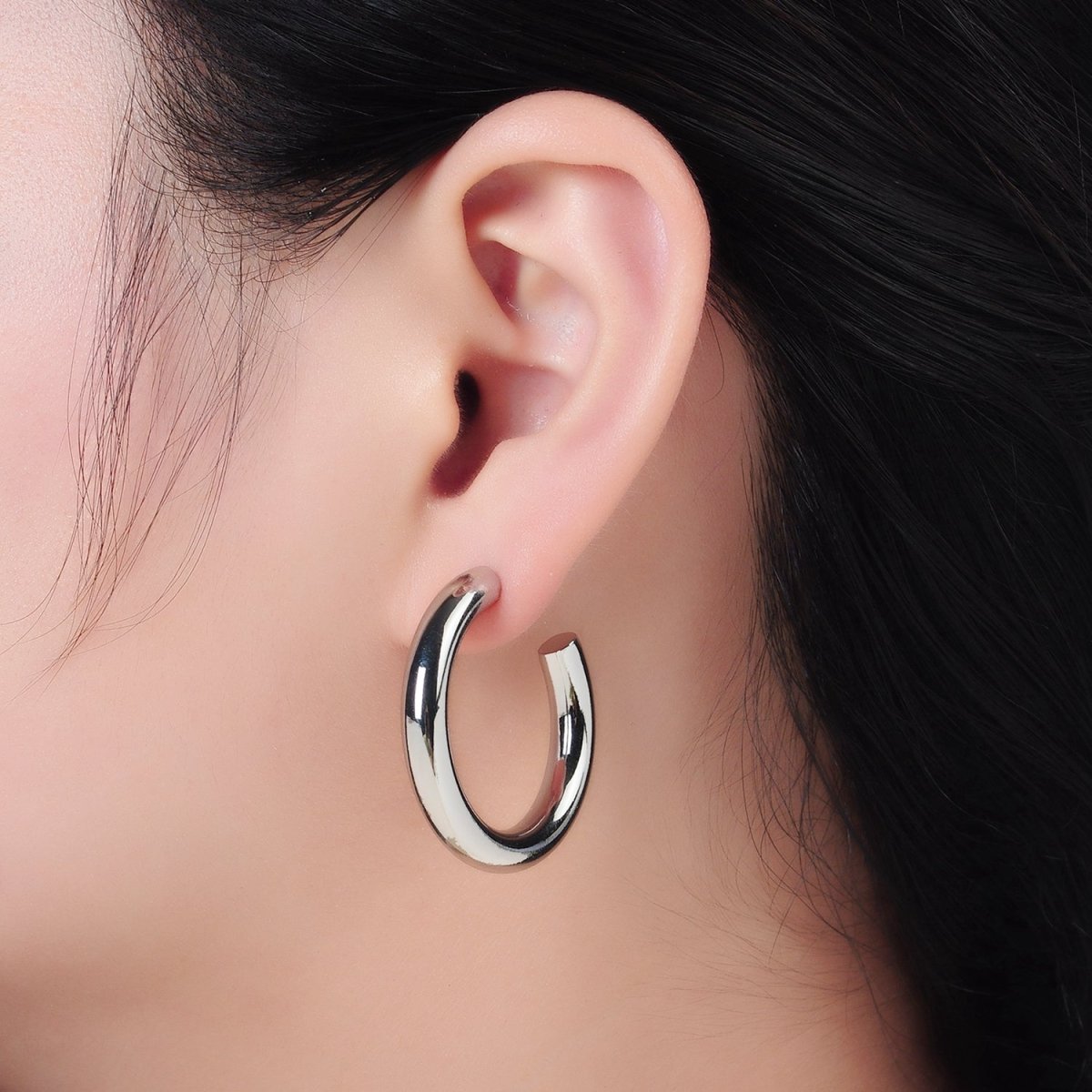 White Gold Filled Minimalist Silver Hoop Earrings | AD-689 AD-690