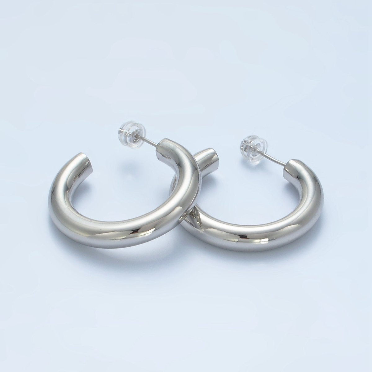 White Gold Filled Minimalist Silver Hoop Earrings | AD-689 AD-690