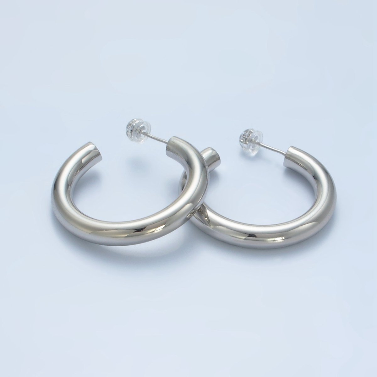 White Gold Filled Minimalist Silver Hoop Earrings | AD-689 AD-690