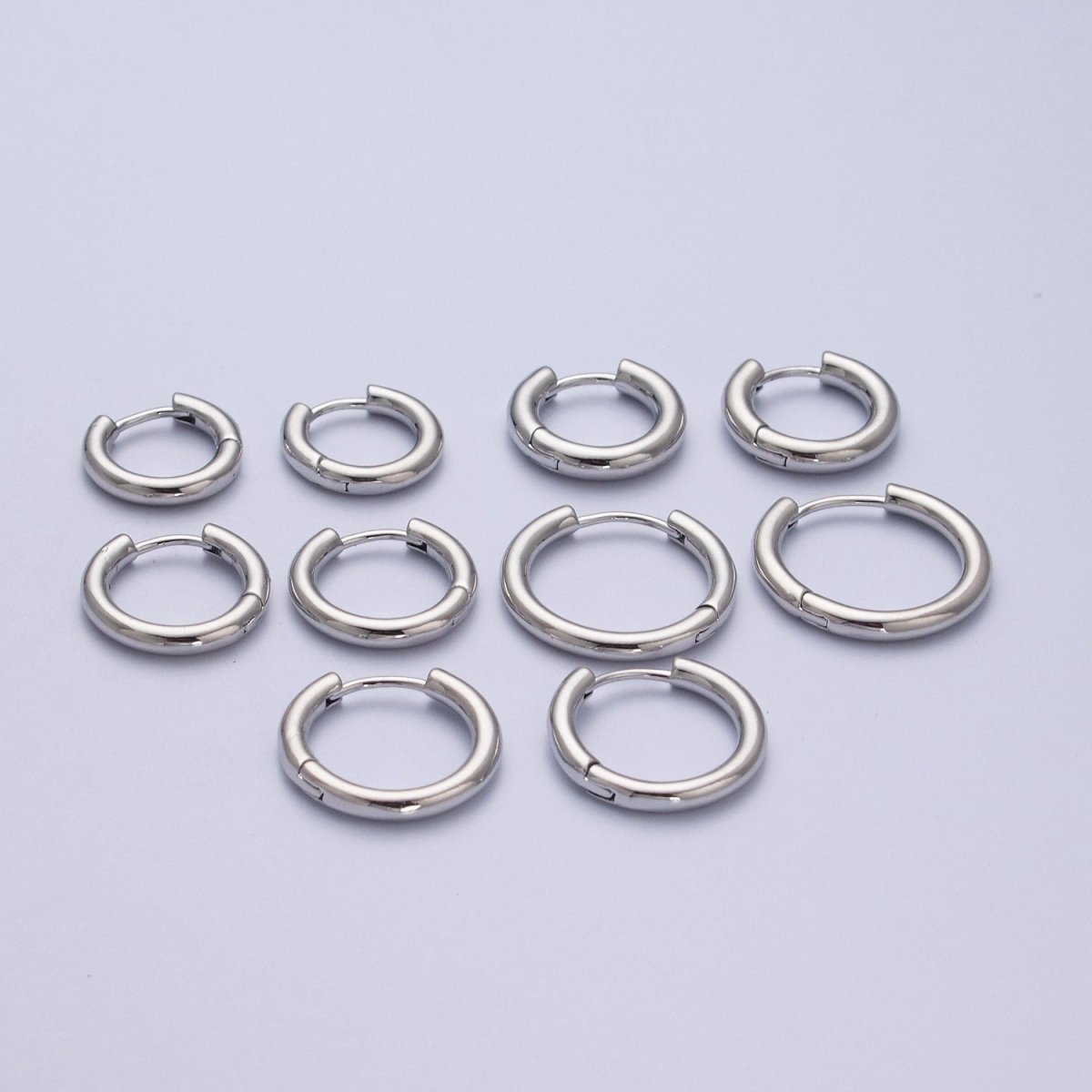 White Gold Filled Minimalist Silver Huggie Hoop Earrings P-327 P-328 P-329 P-330 P-331