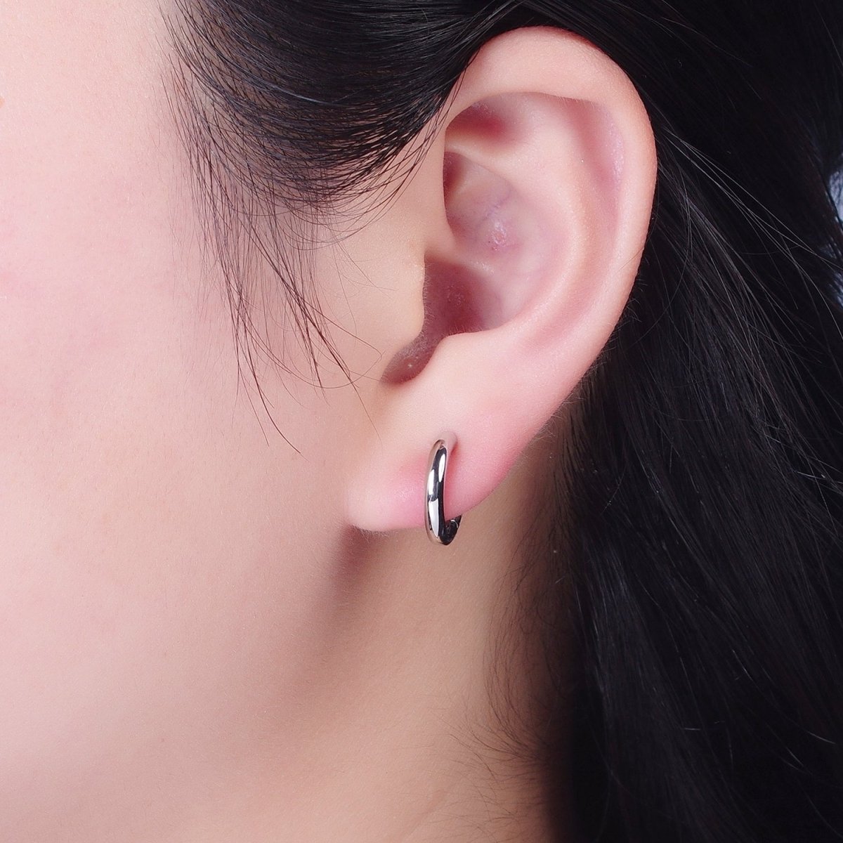 White Gold Filled Minimalist Silver Huggie Hoop Earrings P-327 P-328 P-329 P-330 P-331