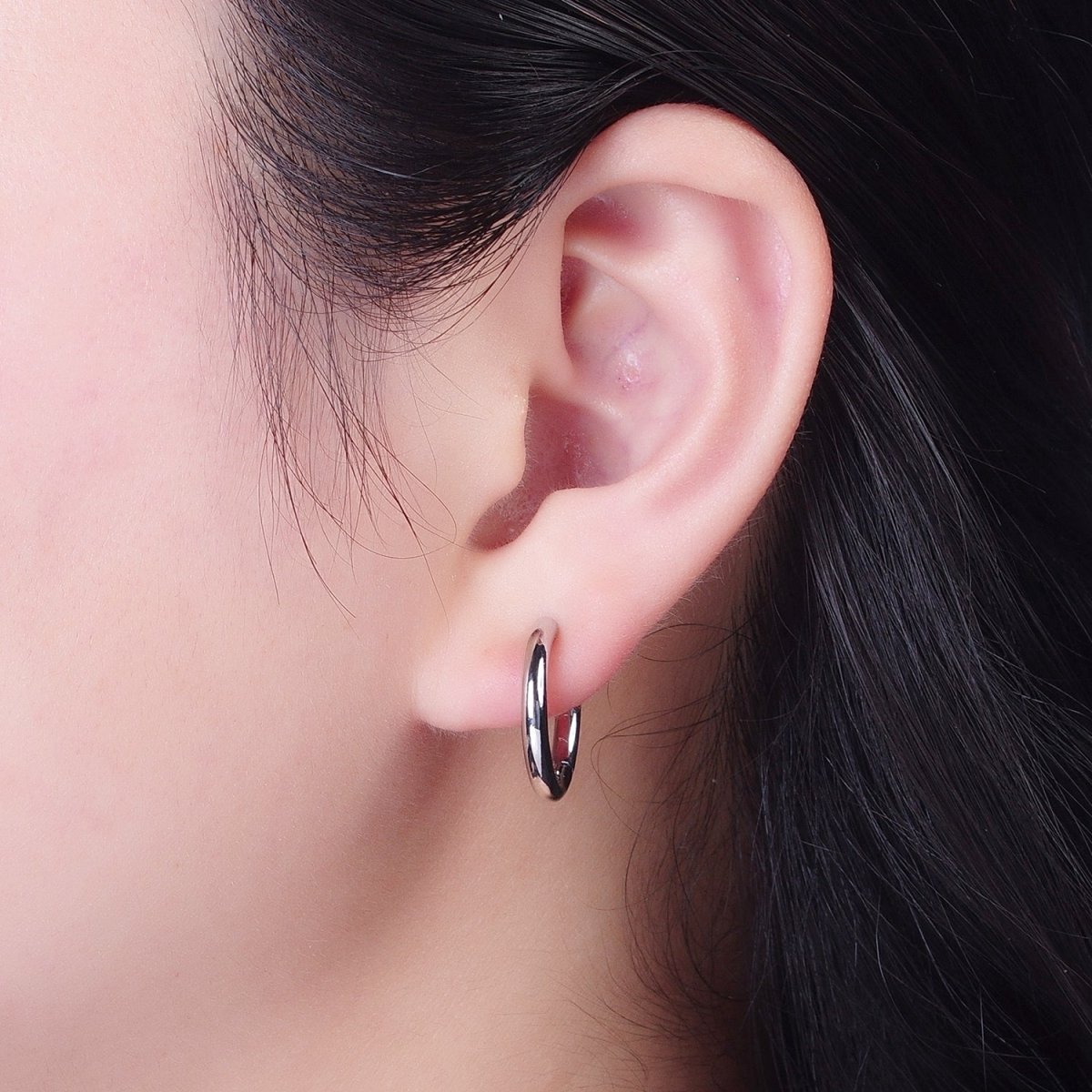 White Gold Filled Minimalist Silver Huggie Hoop Earrings P-327 P-328 P-329 P-330 P-331